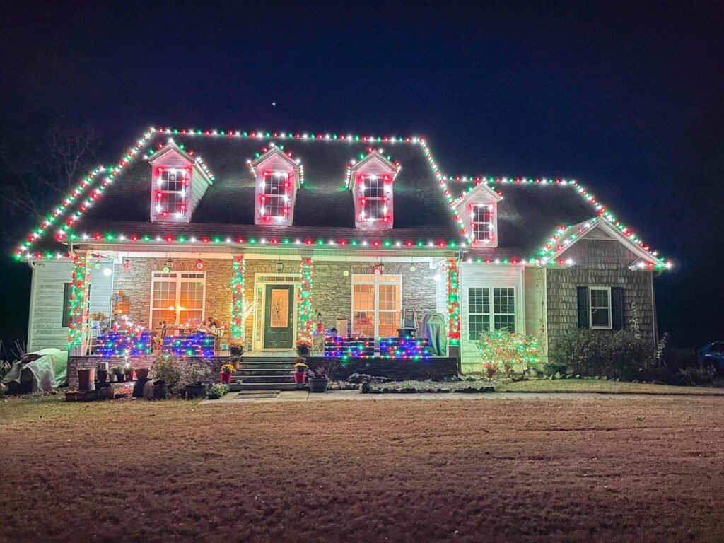Colorful Christmas lights Cartersville GA